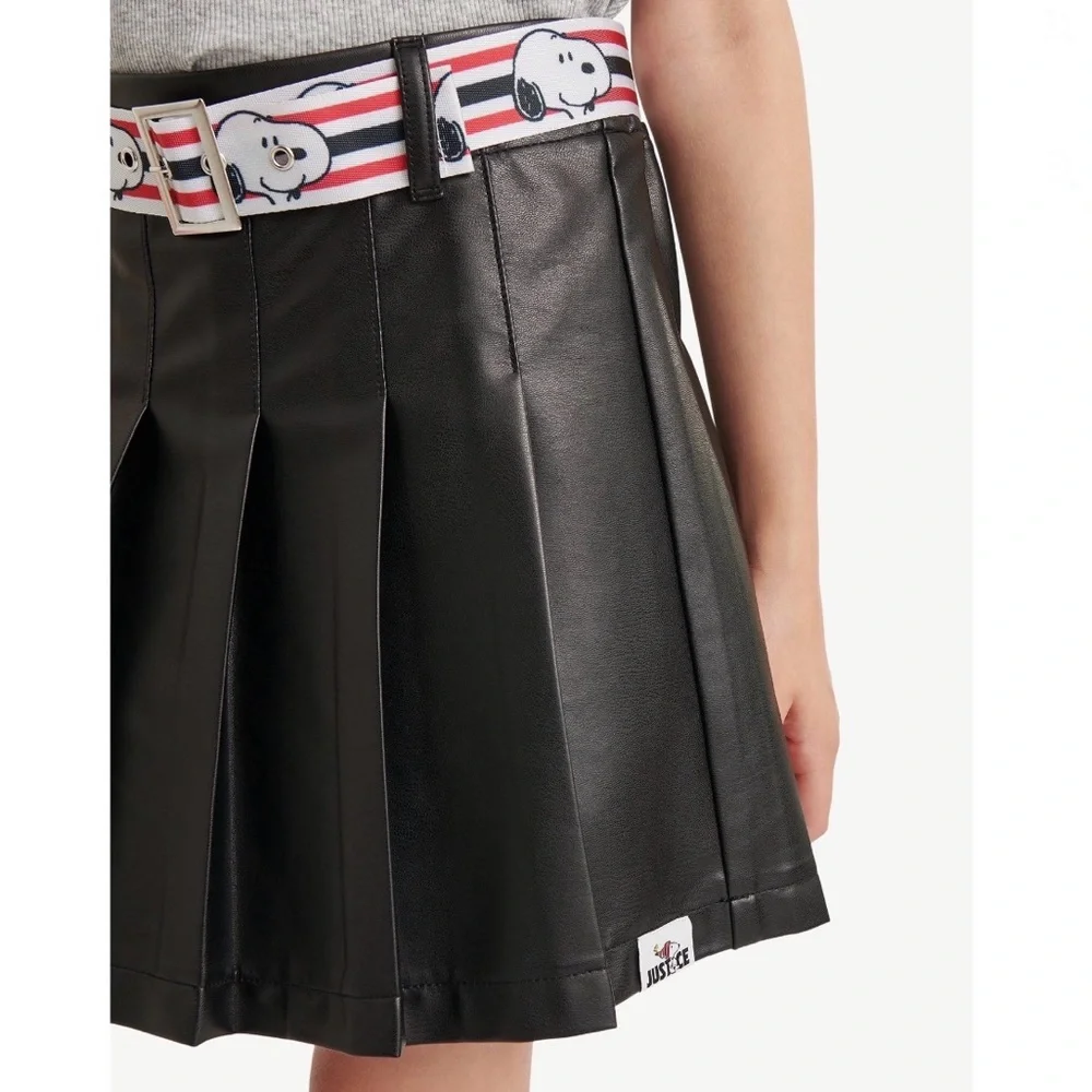 Girls Justice x Snoopy Pleated Faux Leather Skirt Size XLP